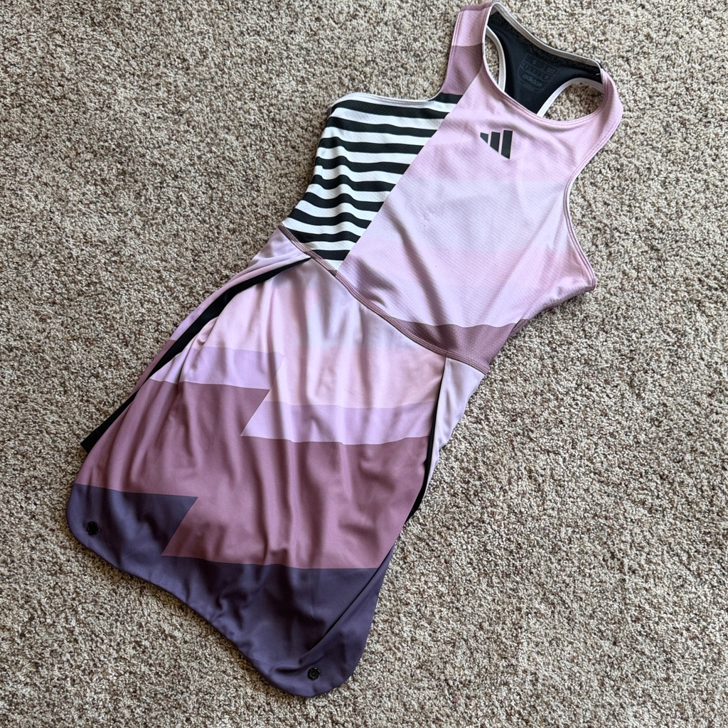 Adidas Pink Purple Gradient Striped Racerback Mini Dress